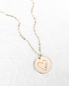 Initial Heart ︱ 3/4” Disc Necklace