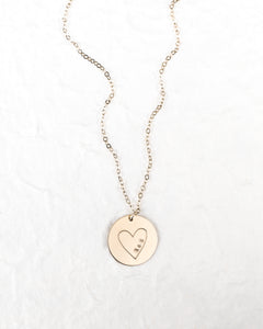 Initial Heart ︱ 3/4” Disc Necklace