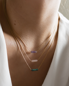 Gemstone Tube Necklace | Snake Chain